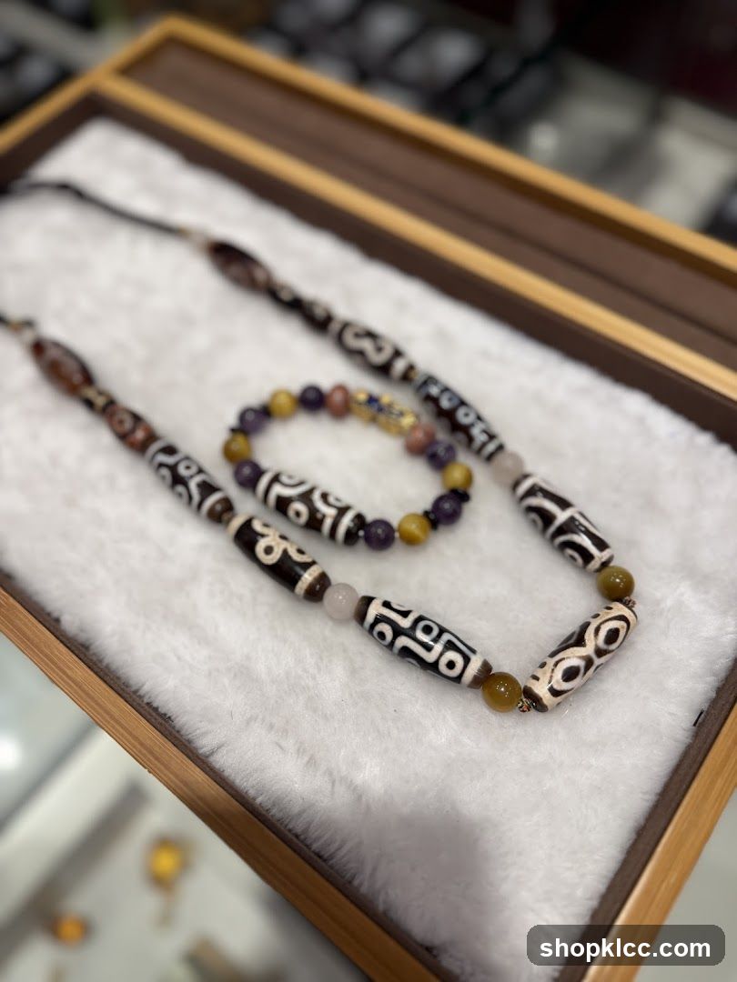 Tibetan Dzi Beads Necklace and Bracelet