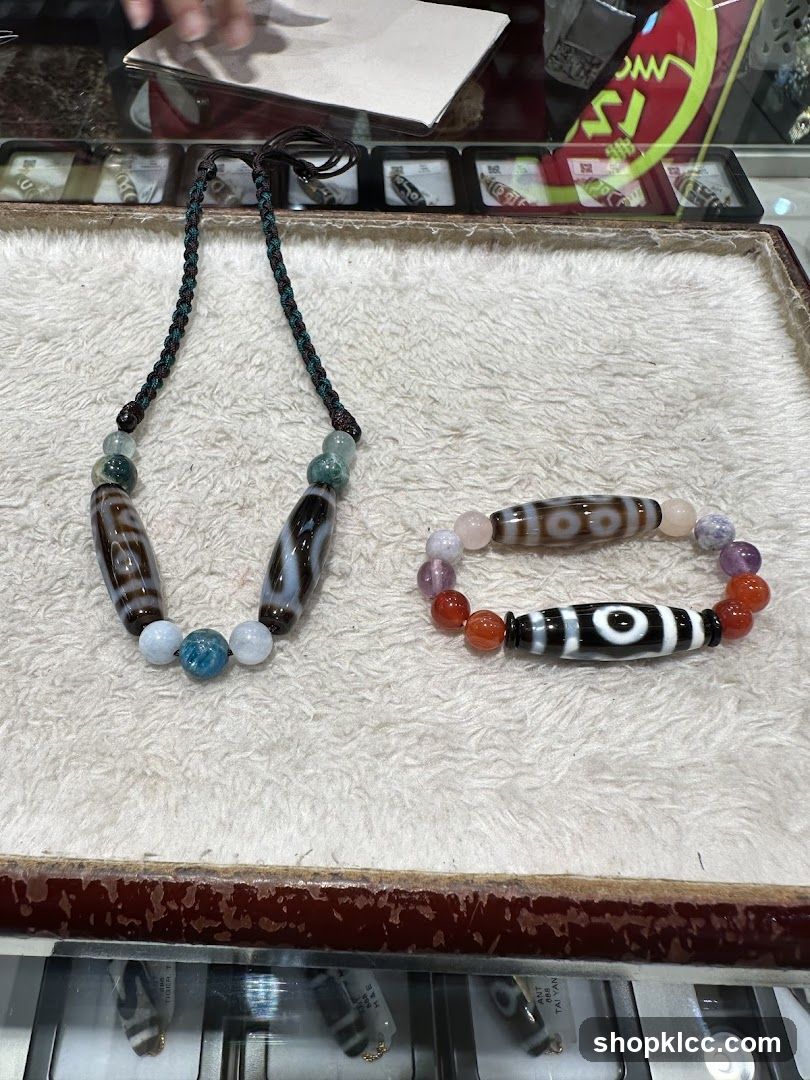 Tibetan Dzi Beads Necklace and Bracelet