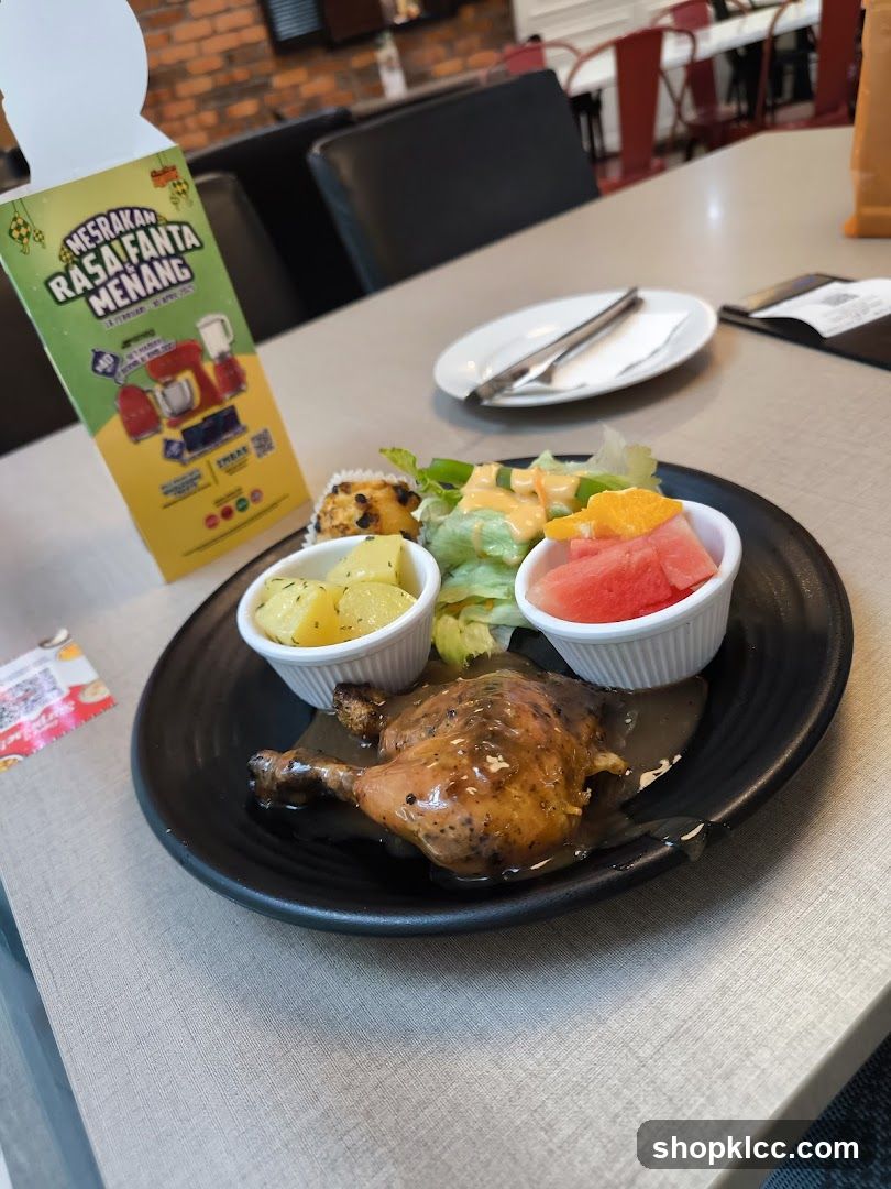 Chicken Meal with Salad and Fruit