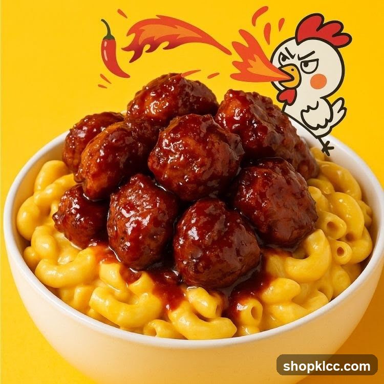 Spicy Meatballs with Mac and Cheese