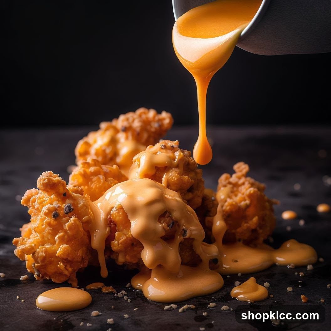 Cheese Sauce Drizzled Over Fried Bites
