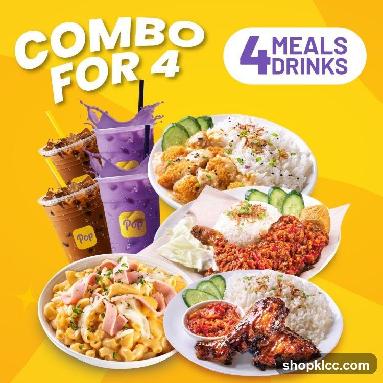 Combo for 4 Meals and Drinks
