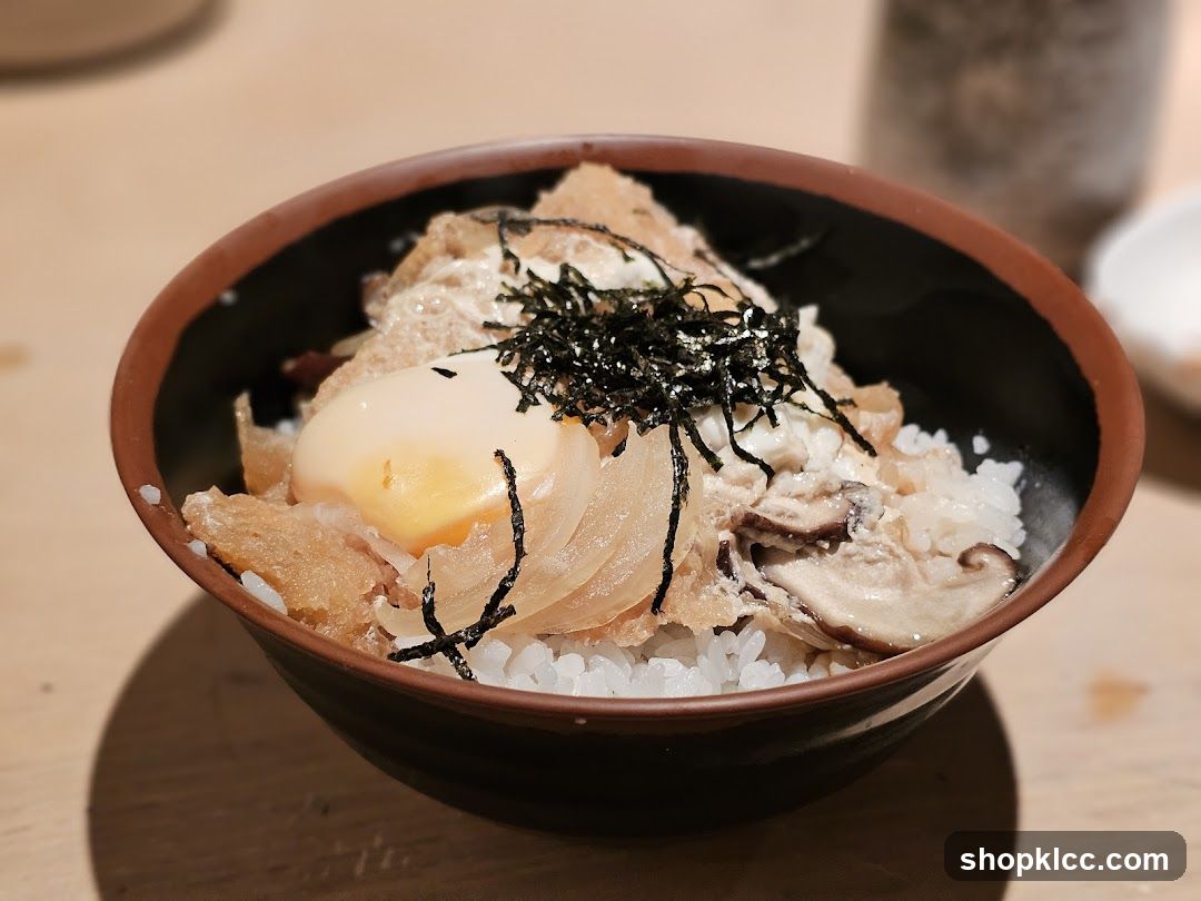 Rice bowl with egg and toppings