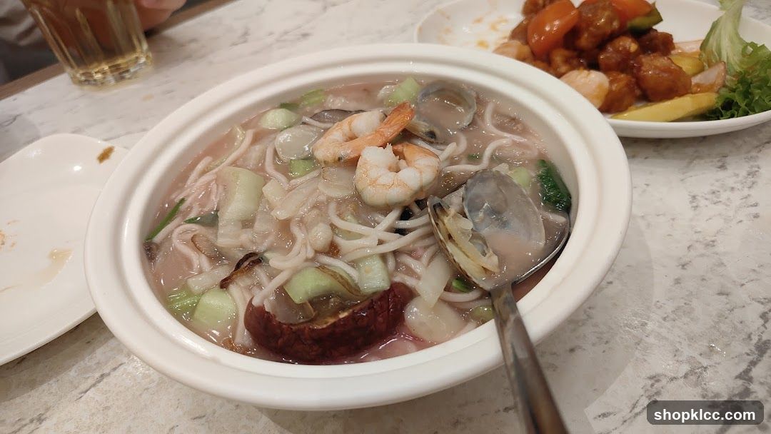 Seafood Noodle Soup and Sweet and Sour Pork