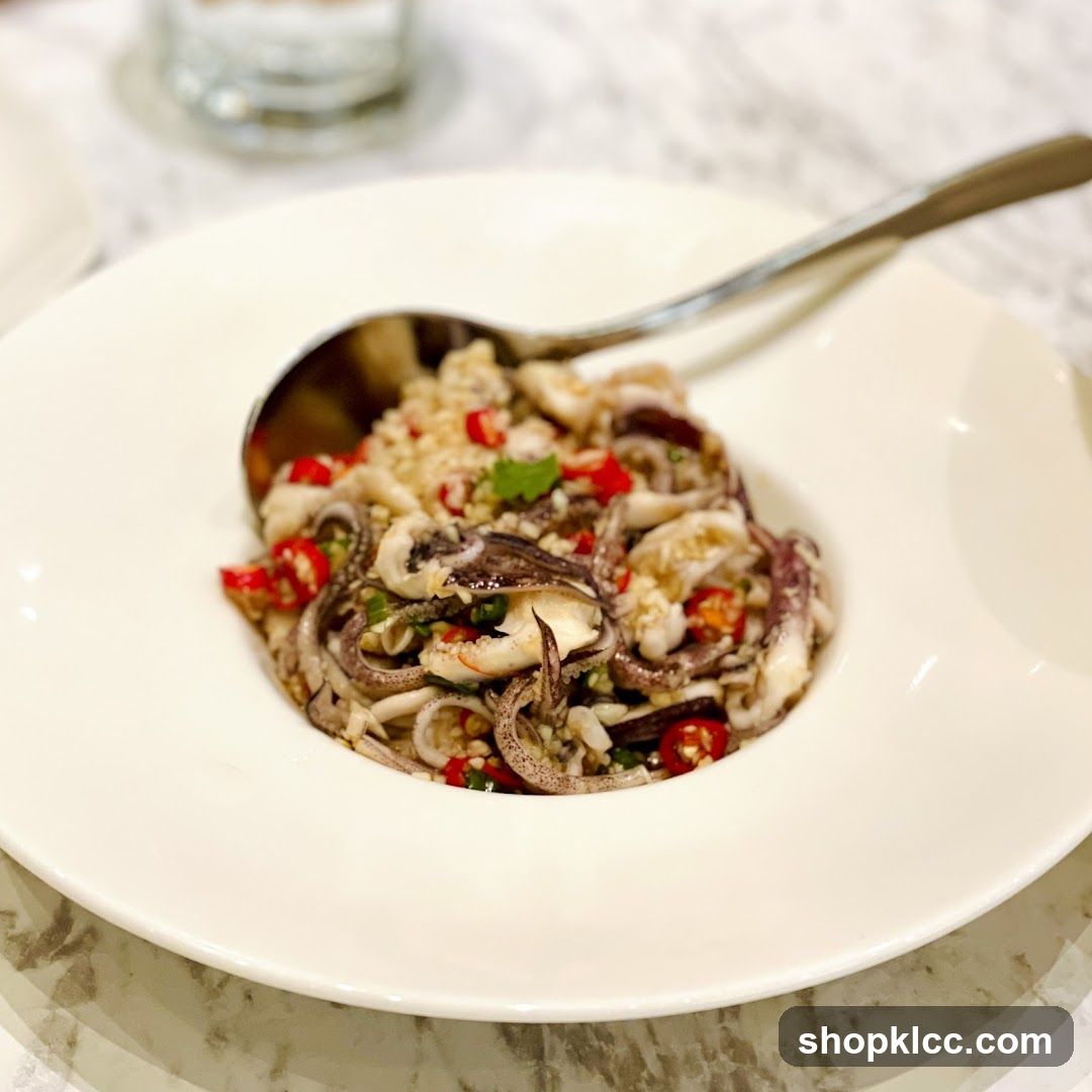 Squid dish with chili and garlic