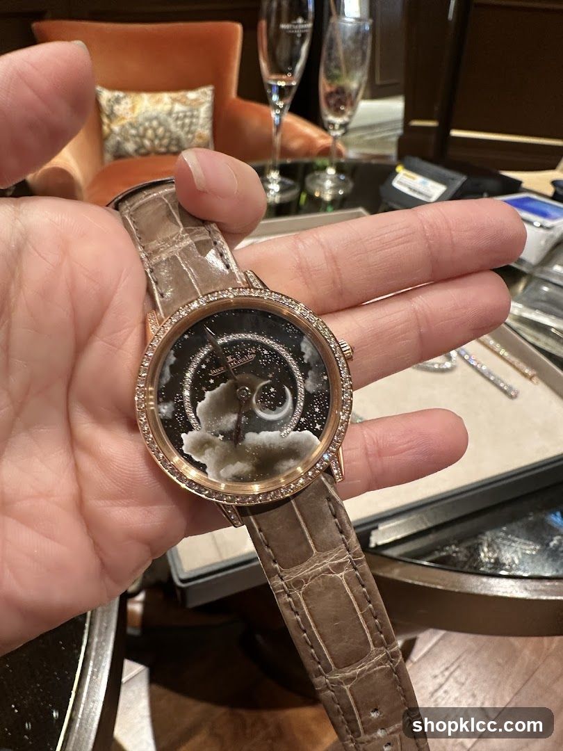 Diamond-encrusted watch with celestial dial