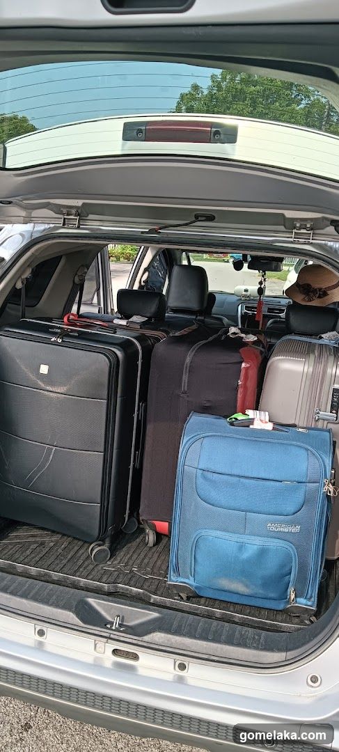 Car trunk with luggage