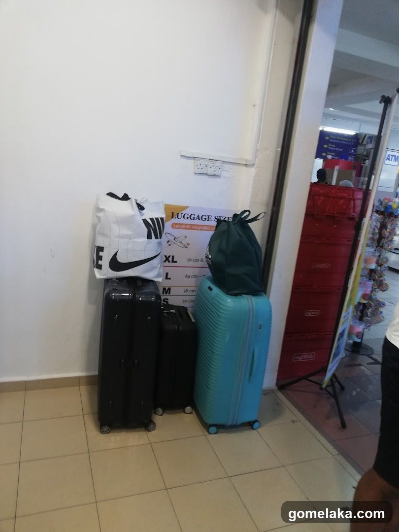 Luggage and Signage in Interior Space