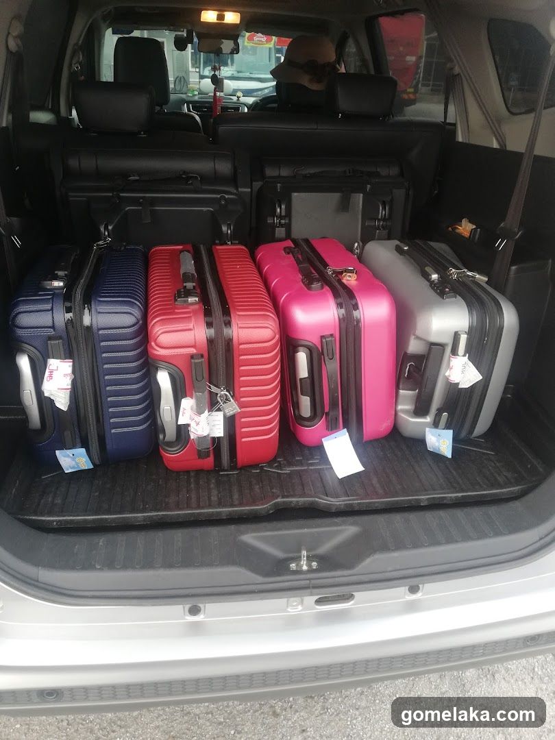 Car trunk with luggage