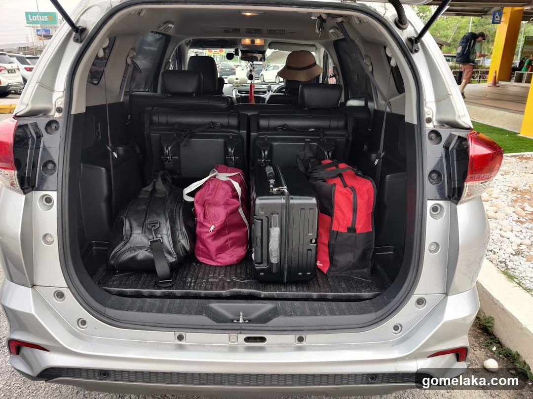 Car trunk with luggage