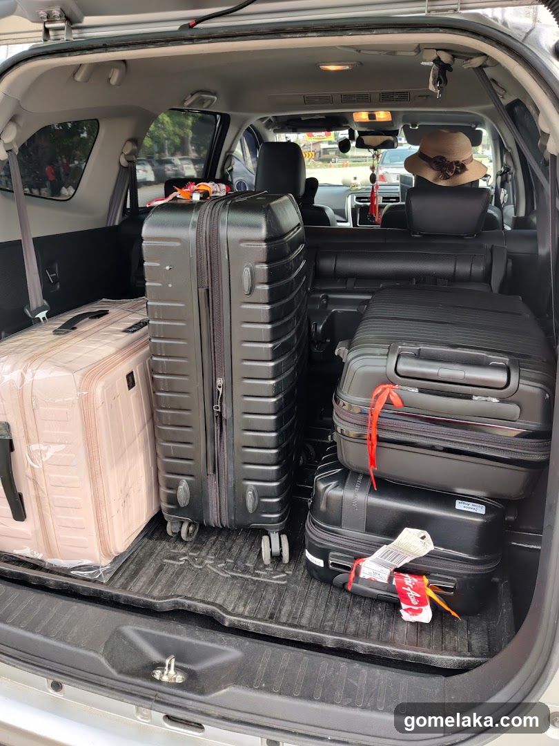 Car trunk with luggage