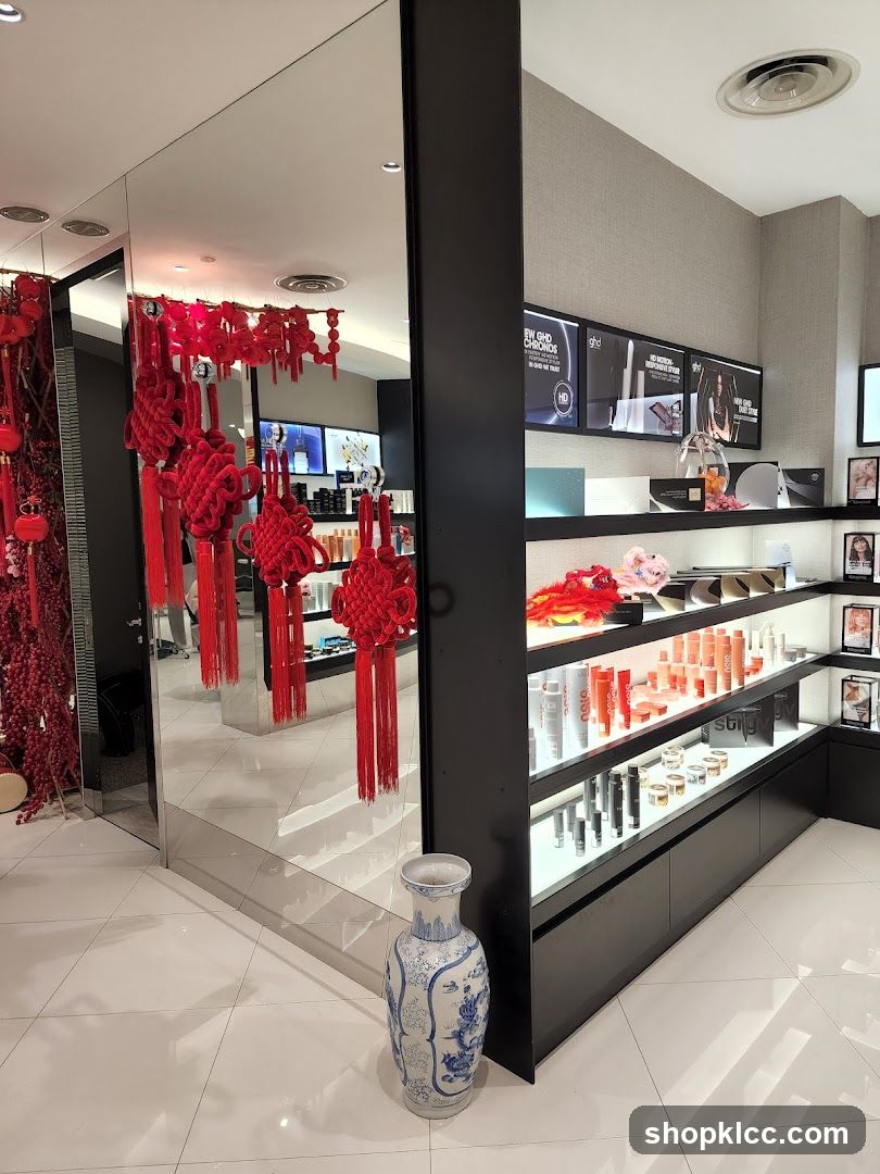 Cosmetics Display with Chinese New Year Decorations
