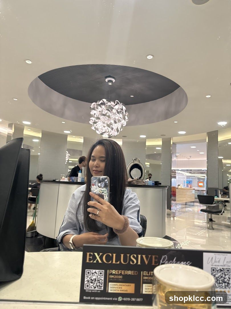 Salon Interior with Woman Taking Selfie