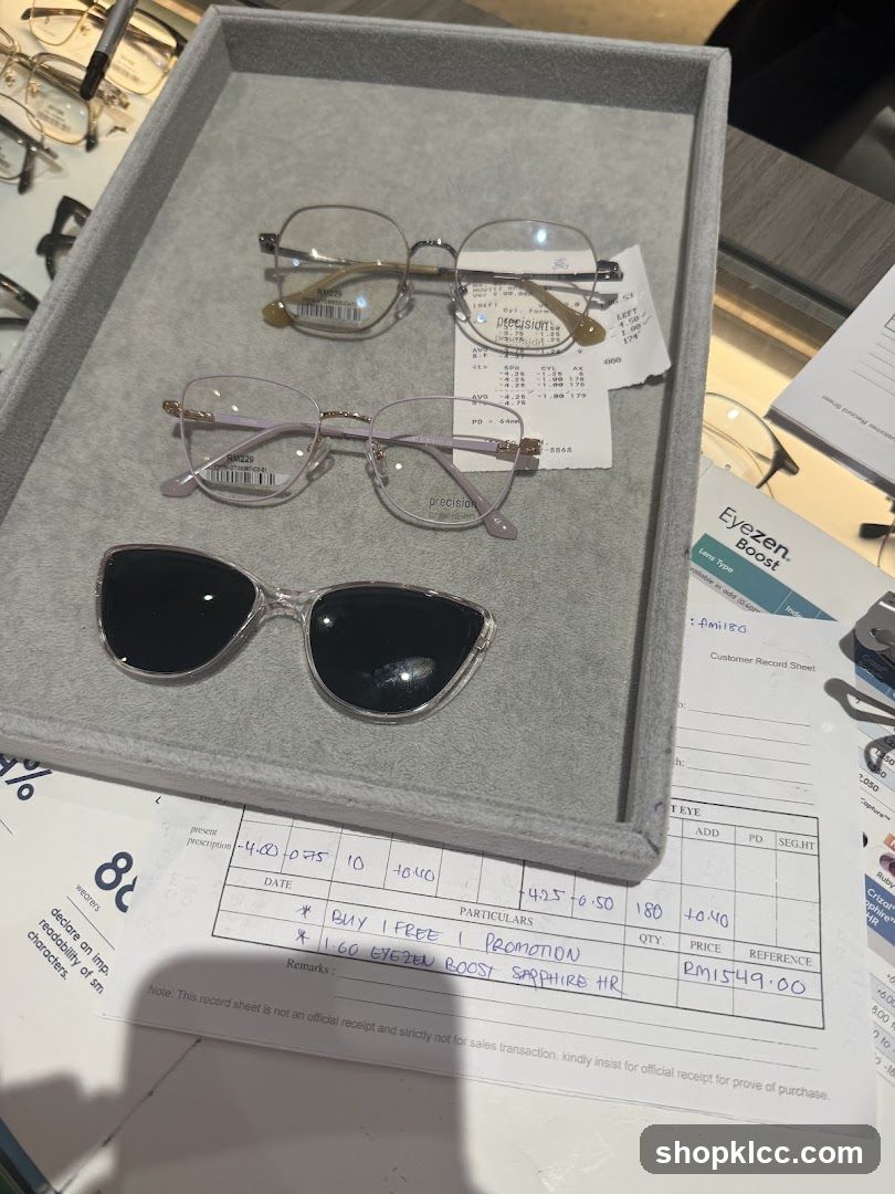 Eyeglasses and promotional material