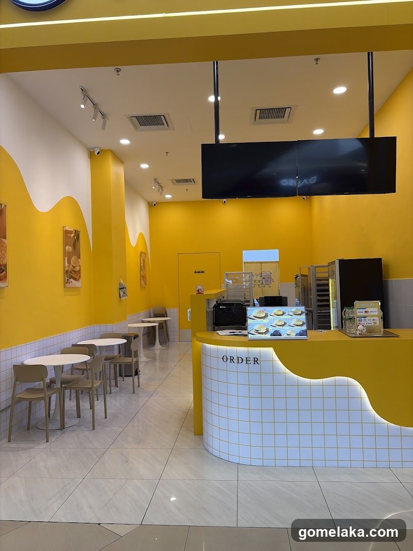 Interior of a brightly colored café