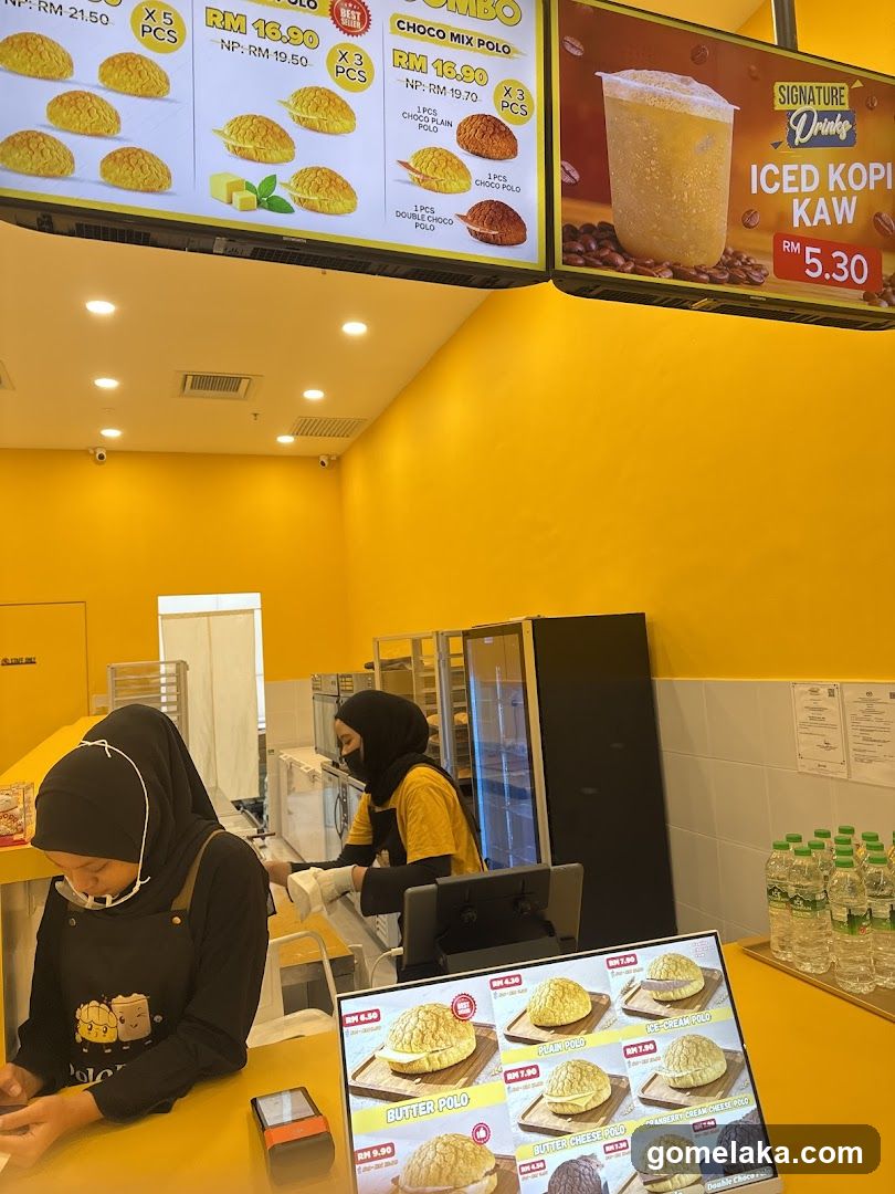 Inside a bakery or food stall