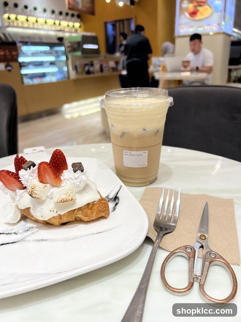 Dessert and Drink at a Cafe