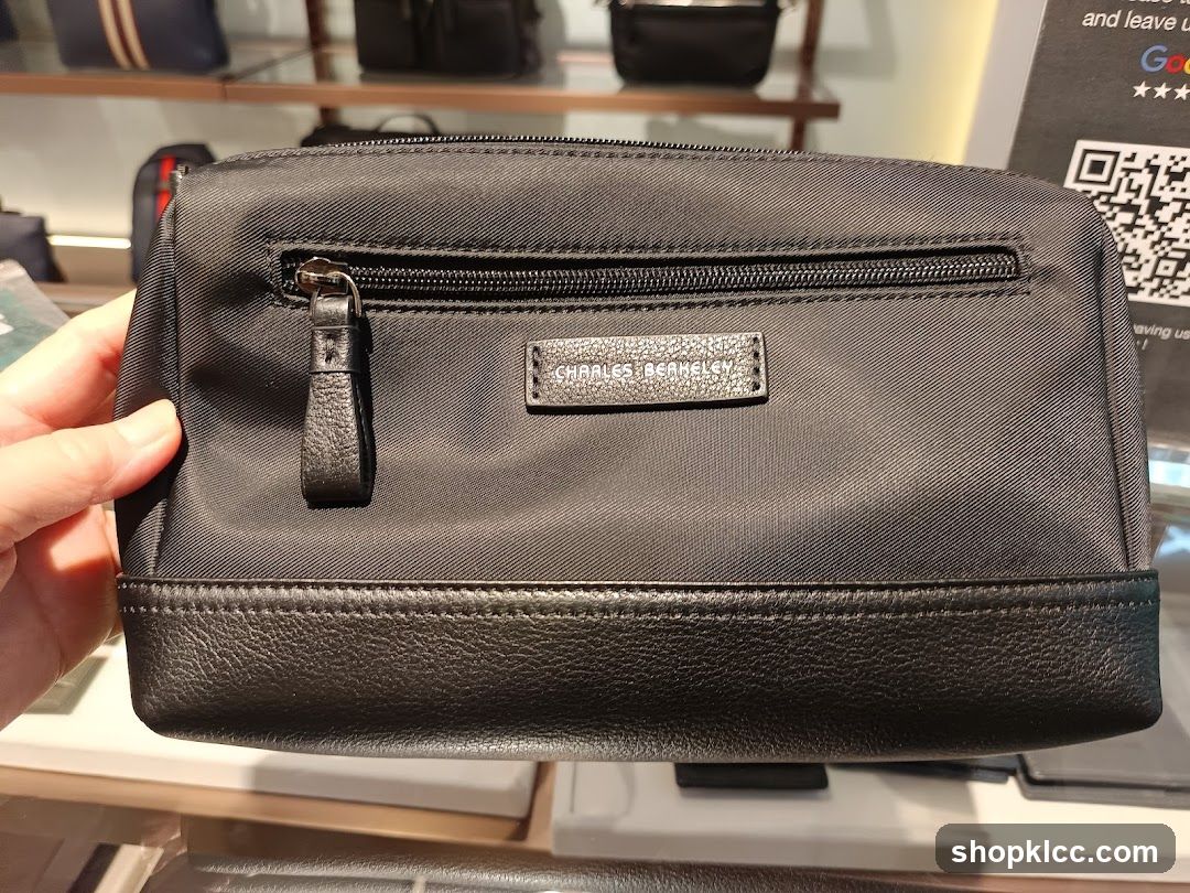 Black Pouch with Leather Trim