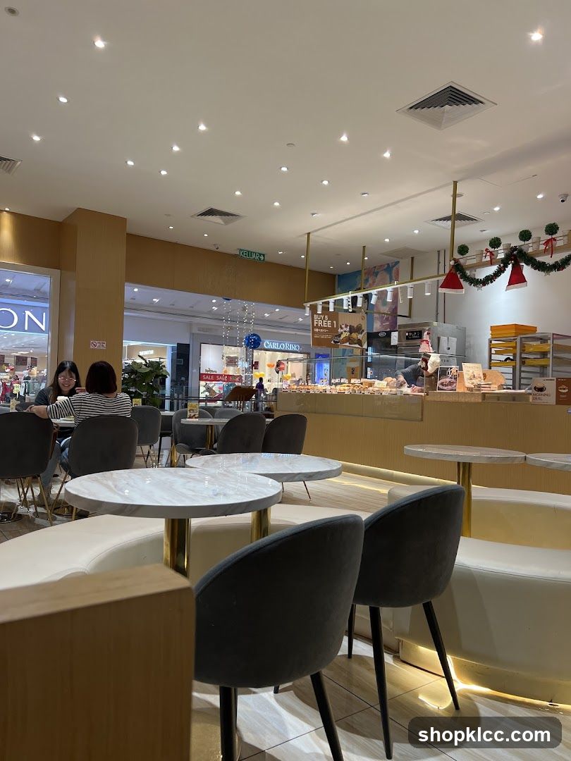 Cafe Interior with Seating and Display Counter