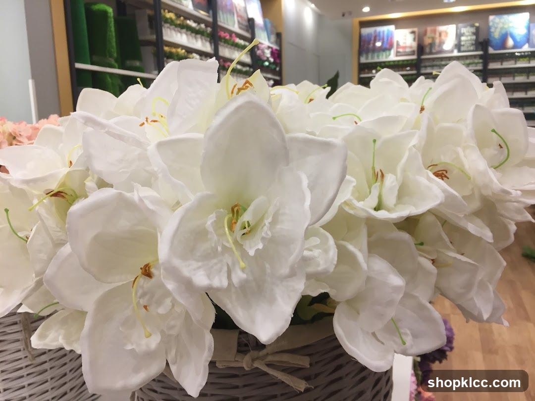 Artificial White Flowers in Basket