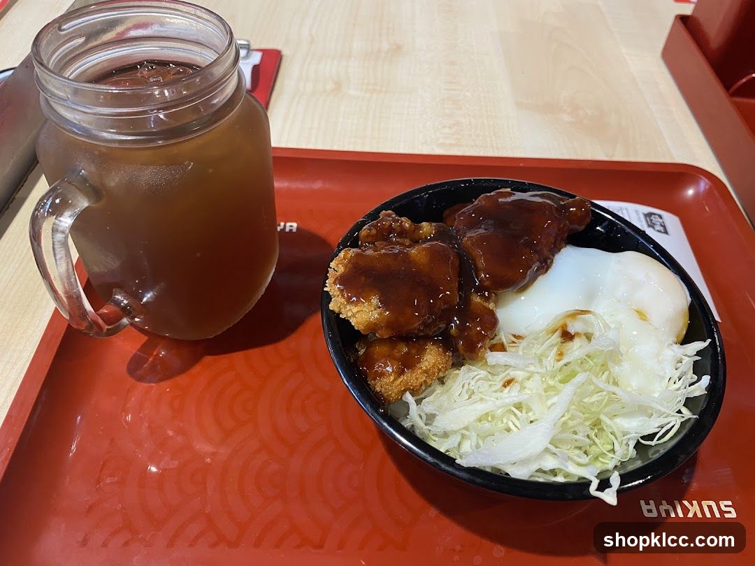 Chicken Katsu Donburi with Iced Tea