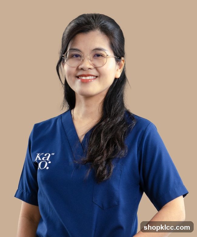 Woman in Blue Scrubs