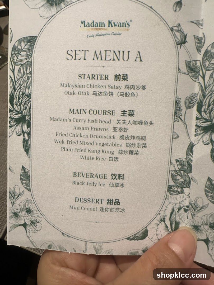Madam Kwan's Set Menu A