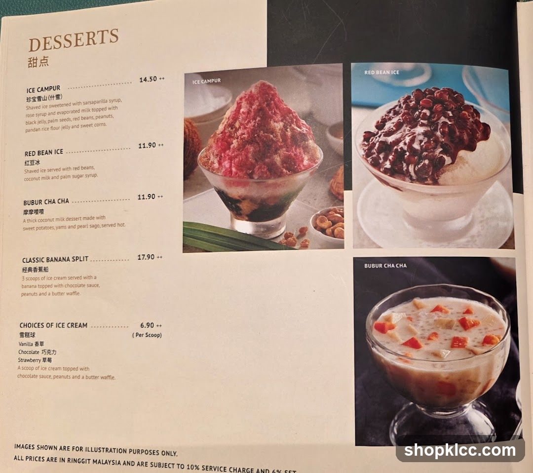Desserts Menu