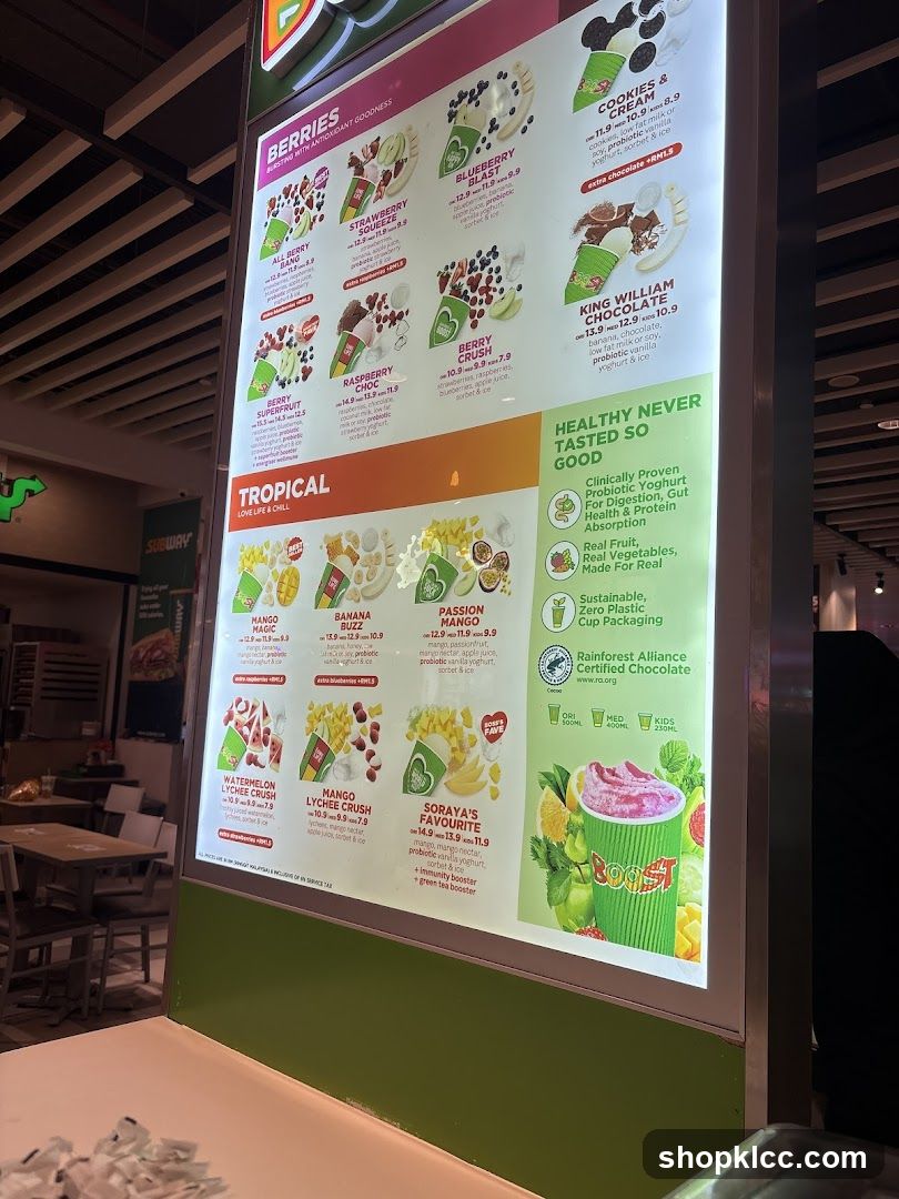 Boost Juice Menu