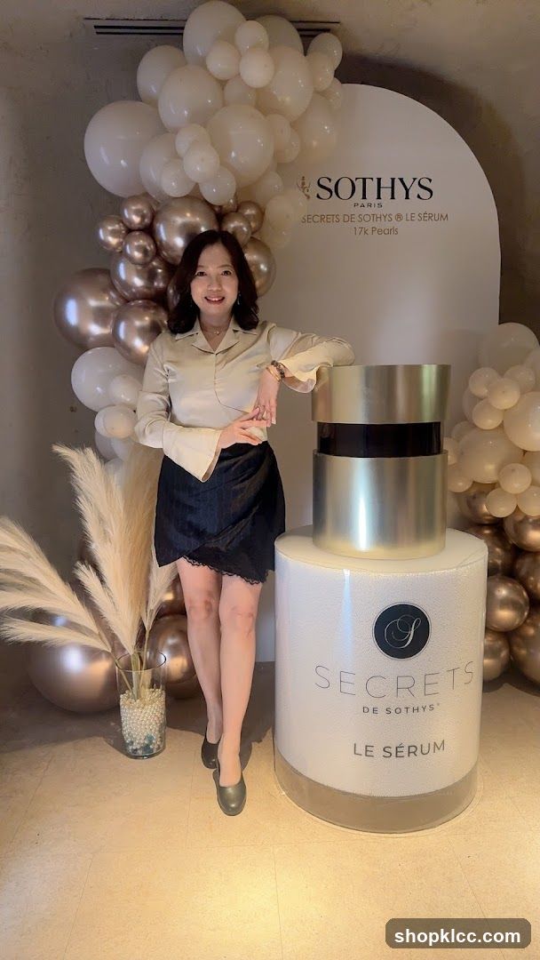 Woman Posing with Sothys Product Display