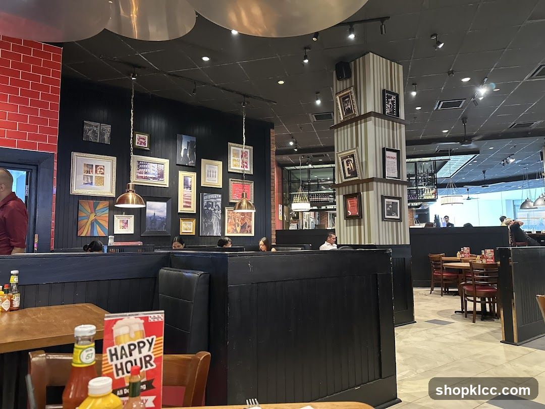 Restaurant Interior with Happy Hour Sign