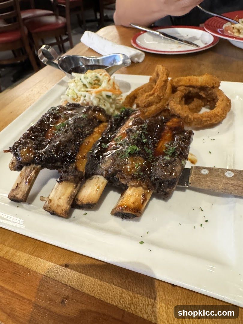 Ribs with Onion Rings and Coleslaw