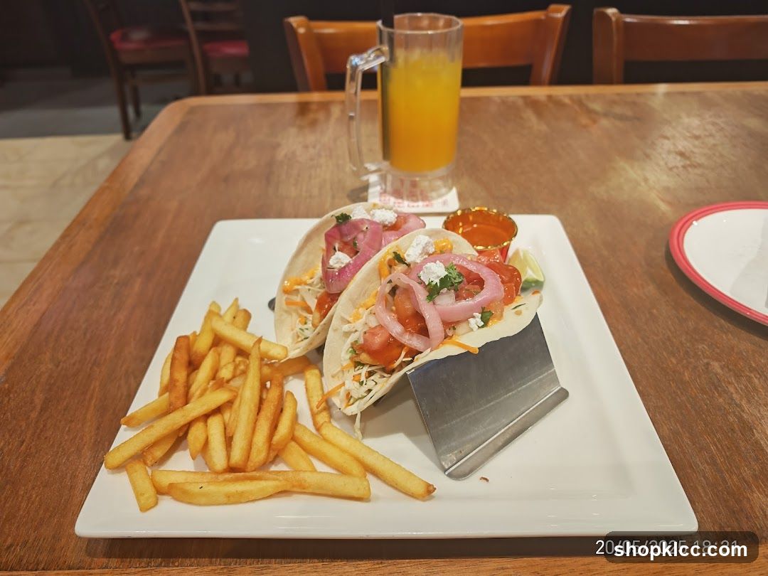 Tacos with Fries and Juice