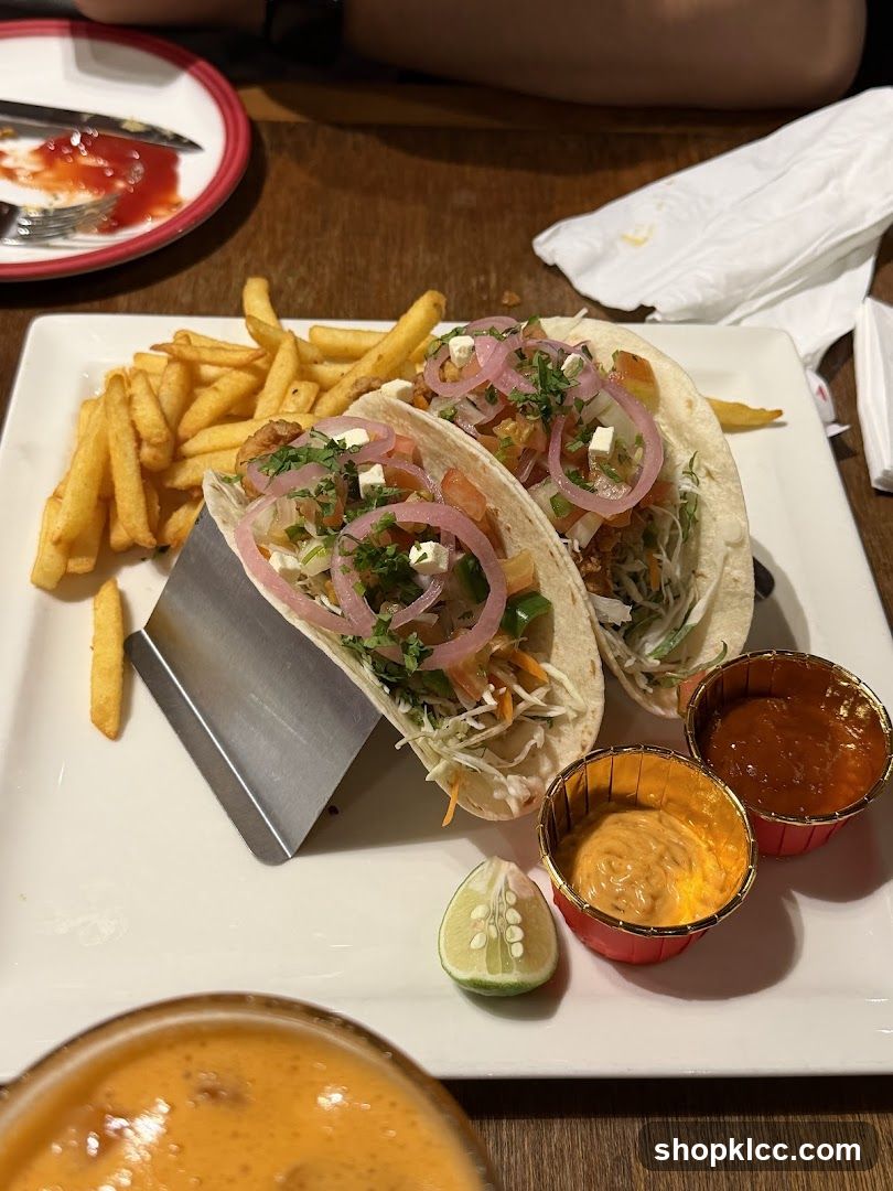 Tacos with Fries and Sauces