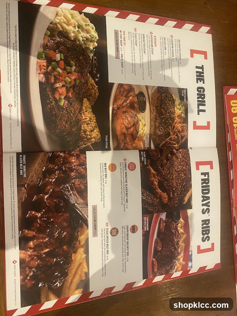 The Grill & Fridays Ribs Menu