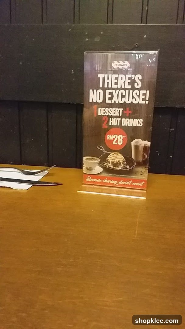 Fridays Dessert and Drink Deal Sign