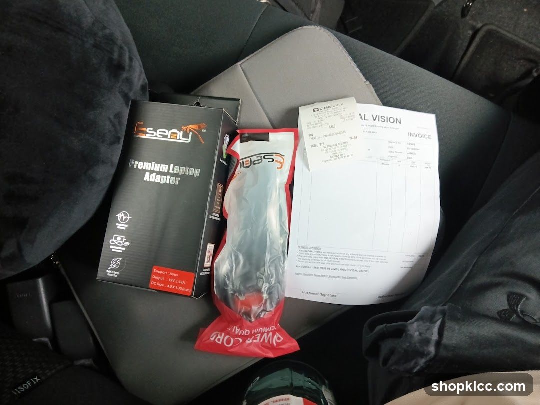 Laptop Adapter and Invoice