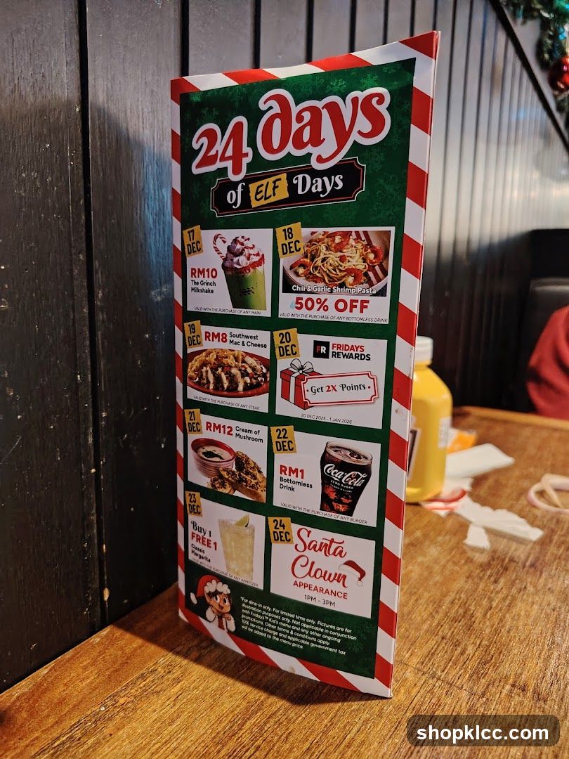 24 Days of Elf Days Menu