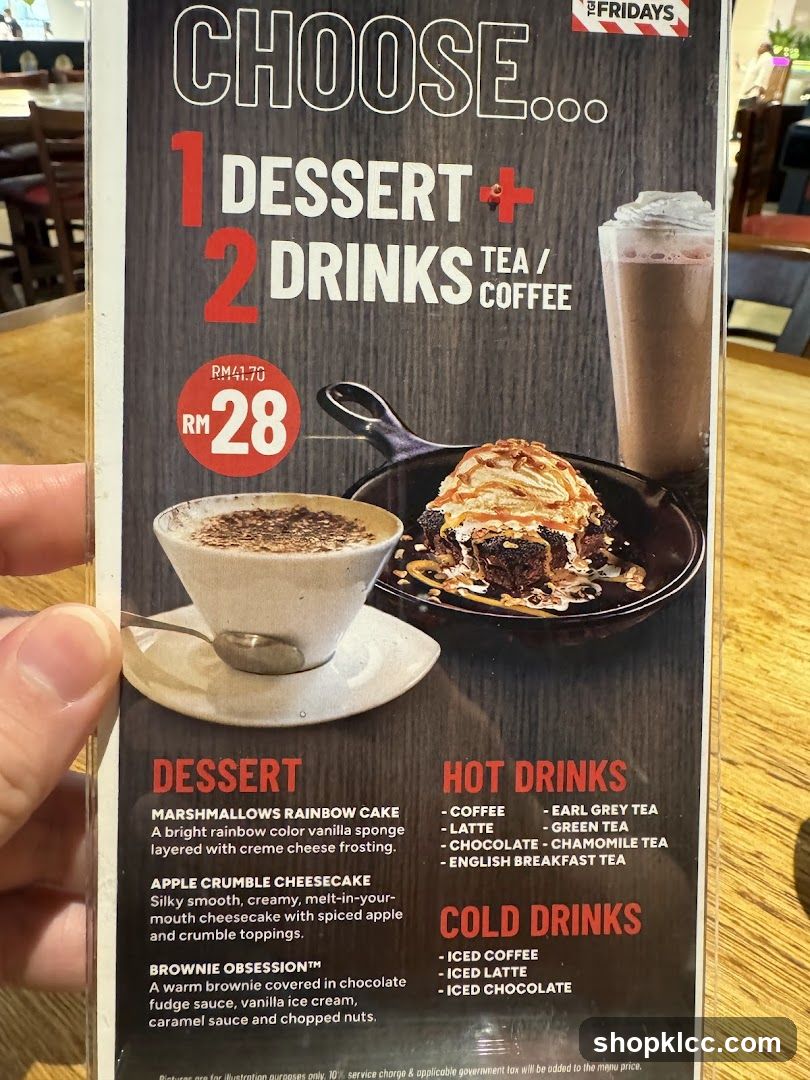 Fridays Dessert and Drink Combo Menu