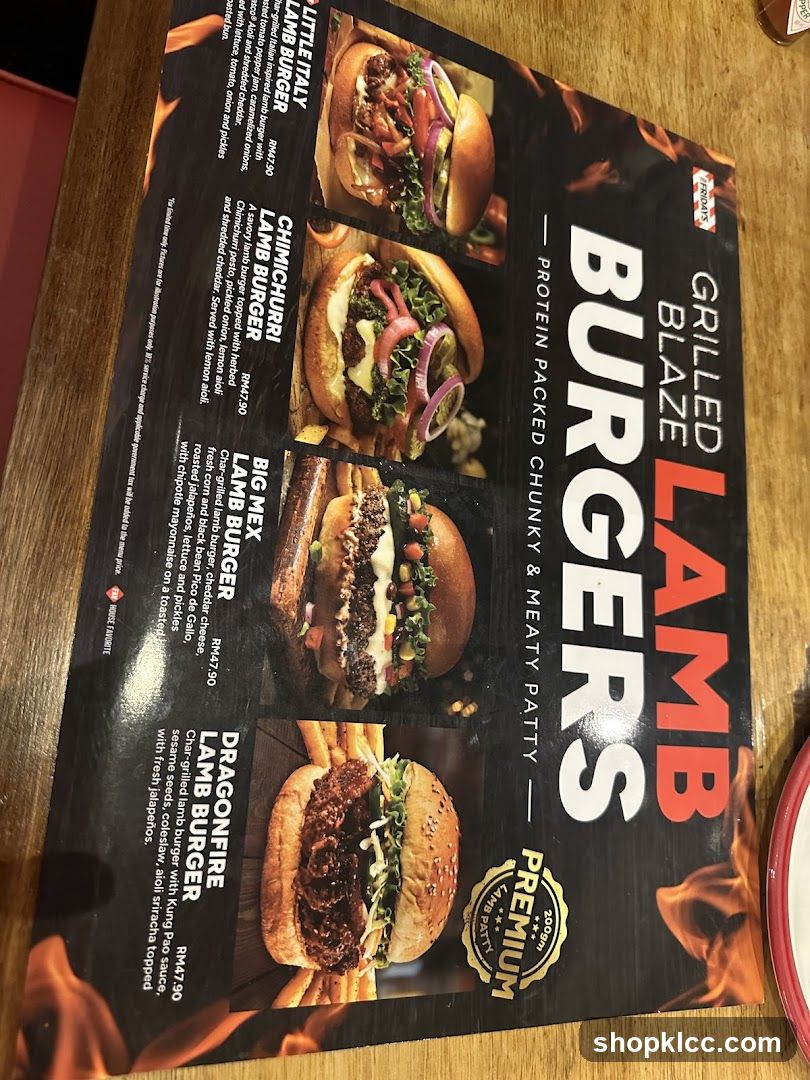Grilled Lamb Burgers Menu