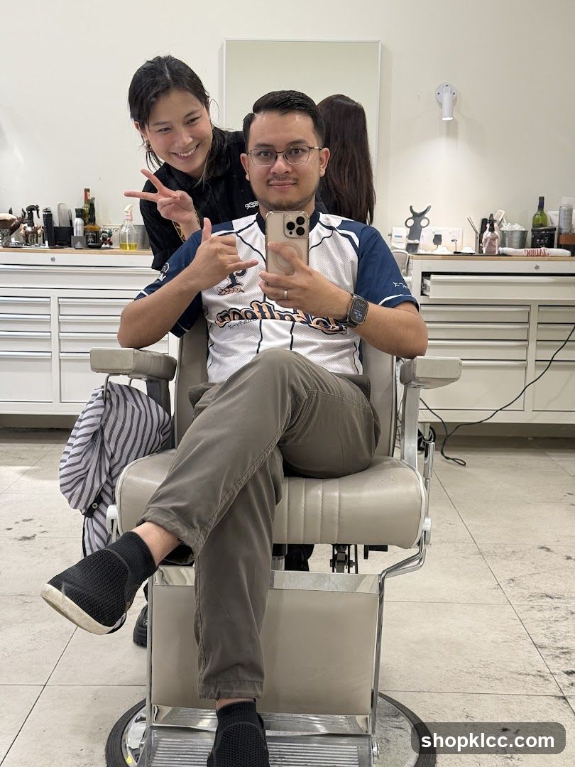 Barber and Client Selfie