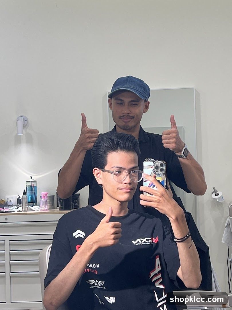 Barber and Client Giving Thumbs Up