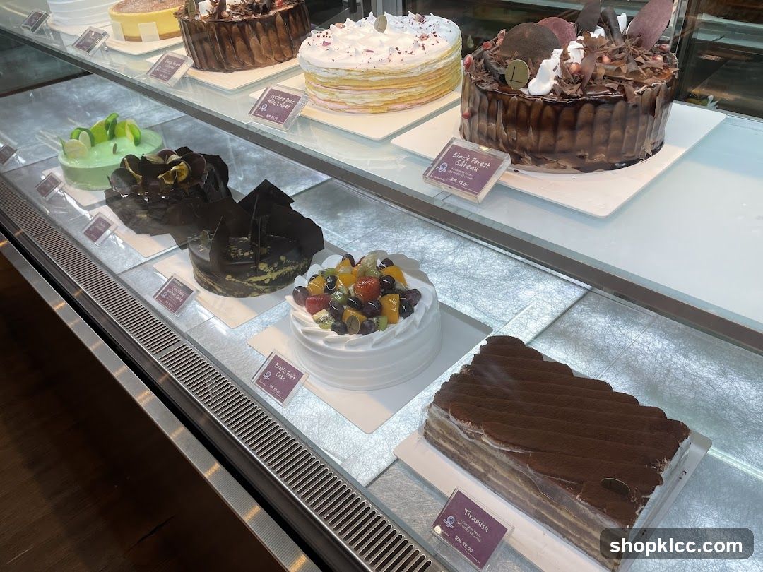 Cakes in a Display Case