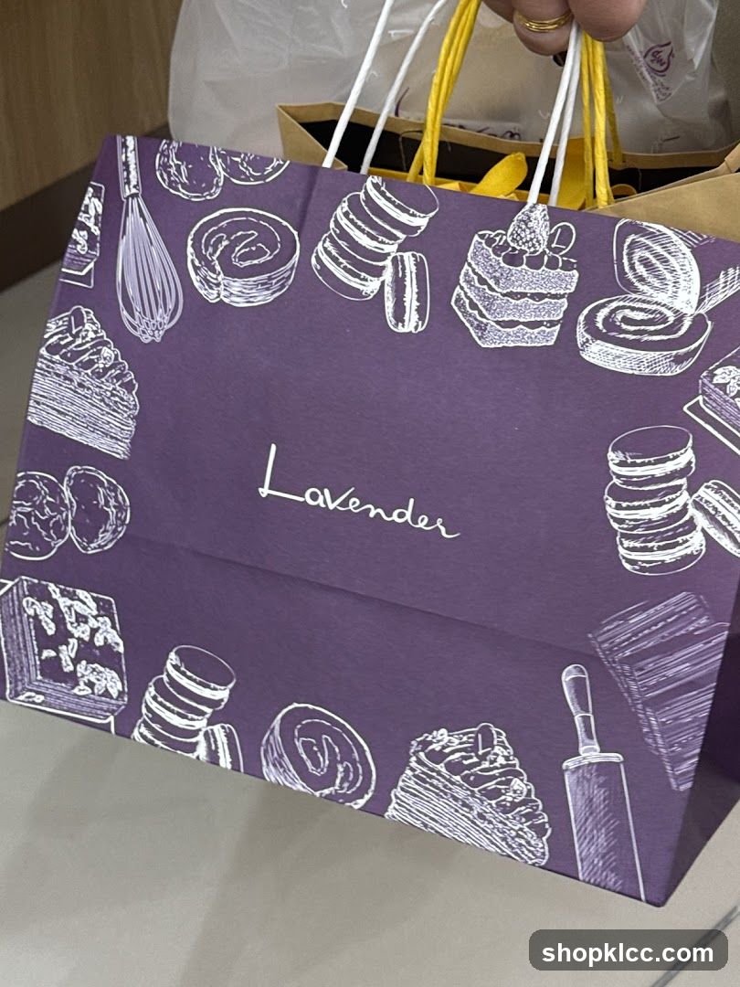 Purple Gift Bag with Bakery Illustrations