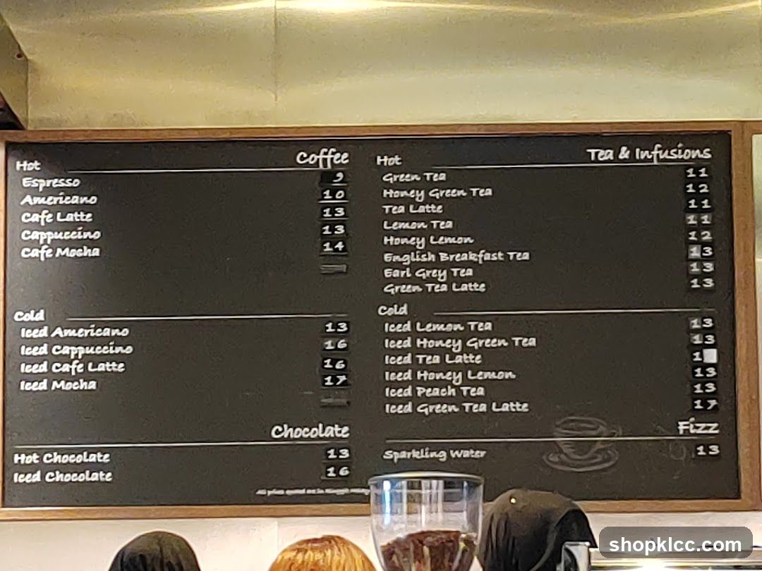 Coffee, Tea & Infusions Menu