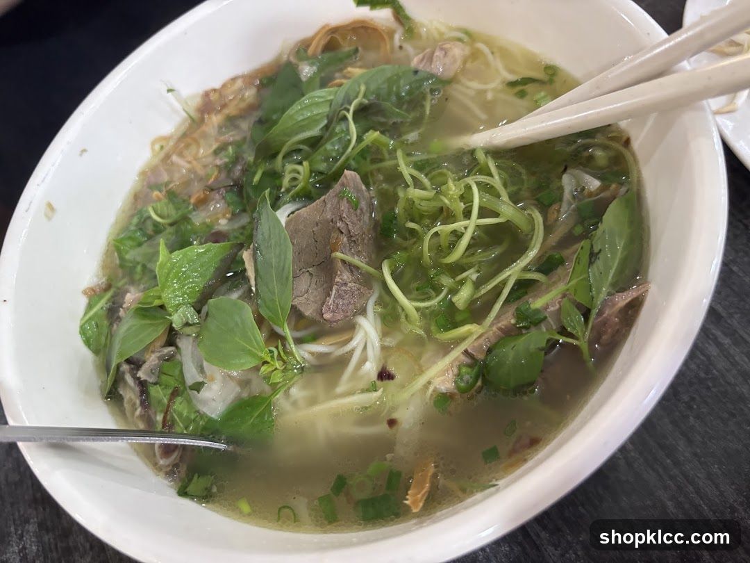 Bowl of Pho with Basil and Meat