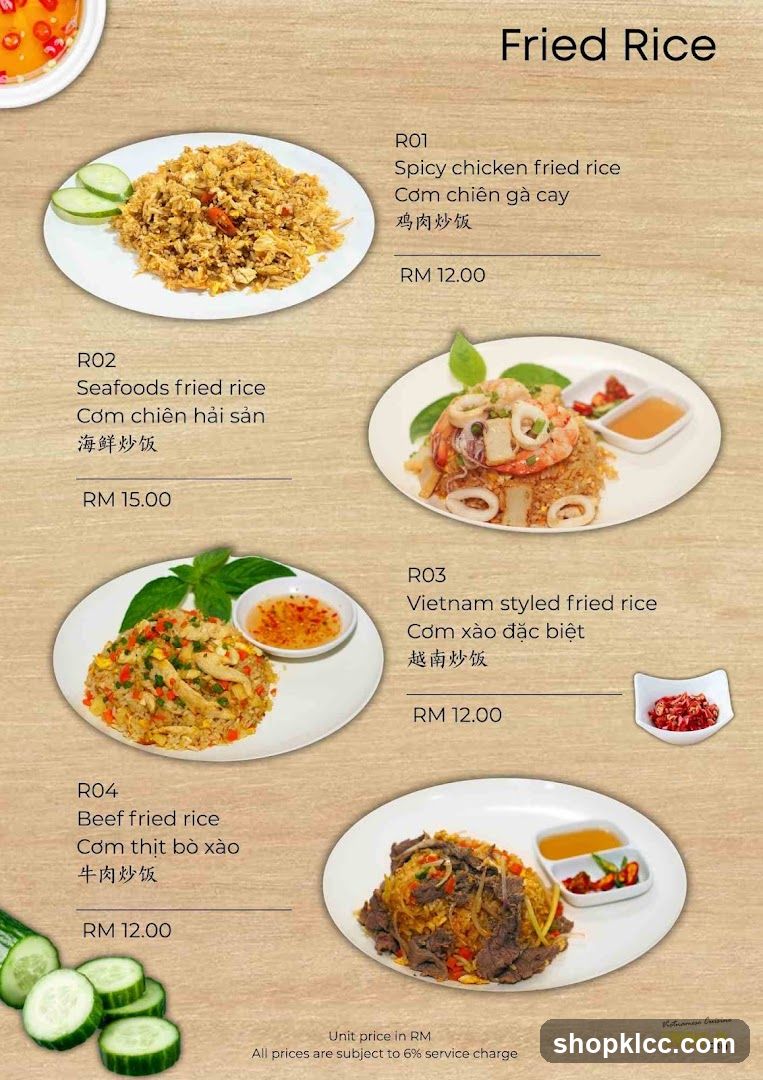 Fried Rice Menu