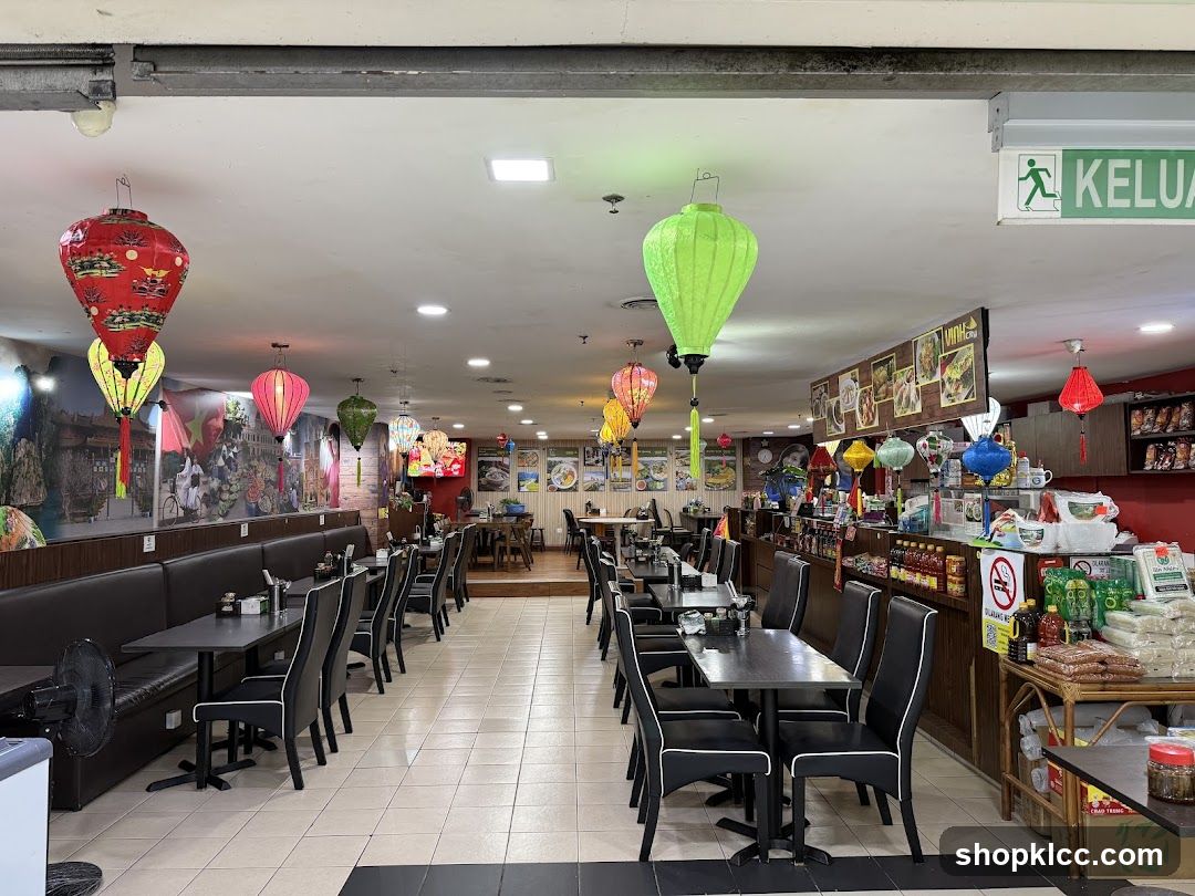 Restaurant Interior with Decorative Lanterns