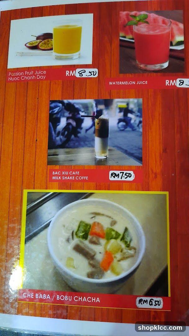 Food and Drink Menu Page