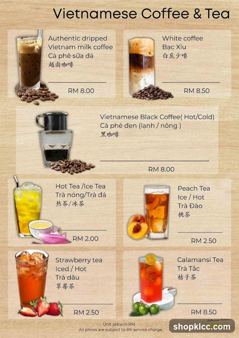 Vietnamese Coffee & Tea Menu